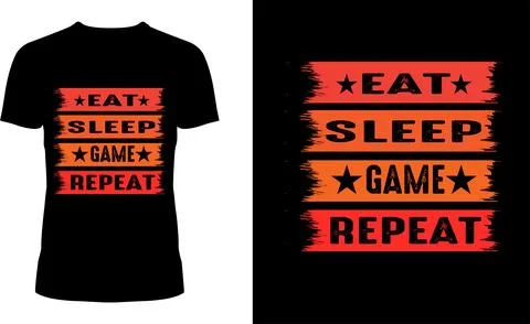 Eat Sleep Game Repeat – Grunge Gamer Routine T-Shirt Design Stock Illustration