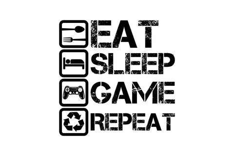 Eat Sleep Game Repeat t shirt design Stock Illustration