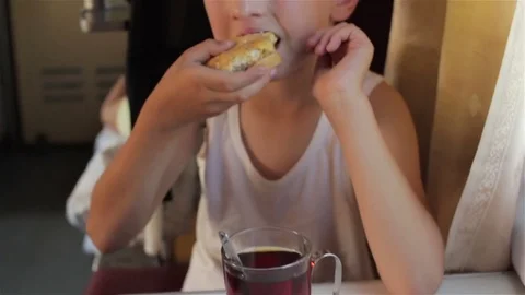 Eat on the train Stock Footage 78593164