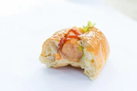 Eaten hot dog on white background Stock Photos