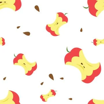 A eaten red apple with seeds. Pattern. Vector illustration. 스톡 일러스트