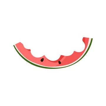 Eaten watermelon rind slice vector illustration isolated on white background Stock Illustration