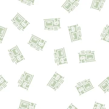 Eatery building glyph vector seamless pattern Ilustración de archivo