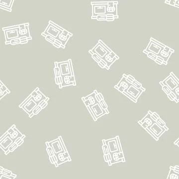 Eatery building line vector seamless pattern Ilustración de archivo