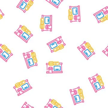 Eatery building vector seamless pattern Ilustración de archivo