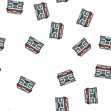 Eatery cafeteria building vector seamless pattern Stock Illustration