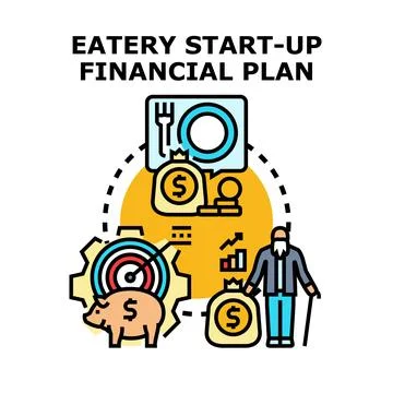 Eatery start up financial plan concept Stock Illustration