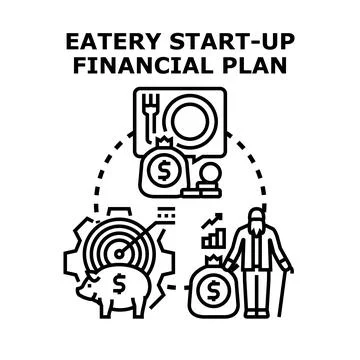 Eatery start up financial plan concept Stock Illustration