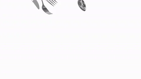 Eatery untensils, kitchen tools, spoon, knife and fork. Stock Footage