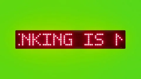 EATING AND DRINKING IS NOT ALLOWED INSIDE Scrolling Red Dot Matrix LED Text Stock Footage 317365033