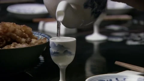 Eating and drinking at the table Stock Footage 261632754