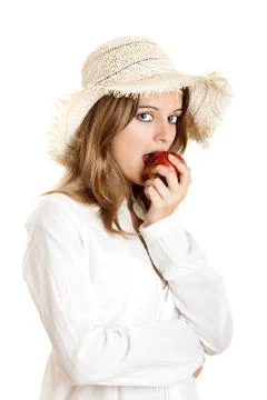 Eating an apple Stock Photos