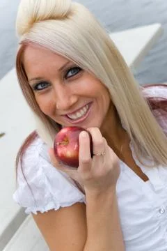 Eating an Apple Stock Photos