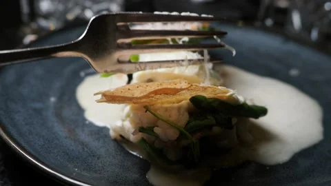 Eating A Beautifully Presented Plate Of Risotto, London, UK Stock Footage 225276184