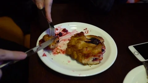 Eating Blueberry Cake Video stock 73828610
