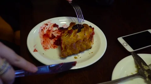 Eating Blueberry Cake Video stock 73828702