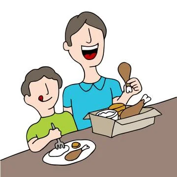 Eating boxed chicken Stock Illustration