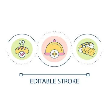 Eating bread at restaurant loop concept icon Illustrazione stock