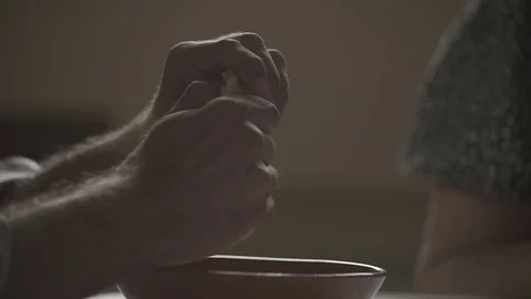 Eating bread in slow motion Stock Footage 71289494