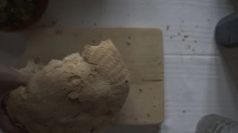 Eating bread in a top shot Vídeos de archivo 71282815