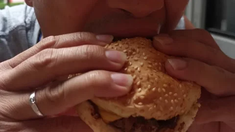 Eating Burger Stock Footage 229233311