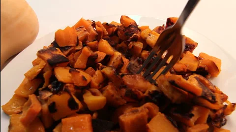Eating Butternut Squash Stock Footage