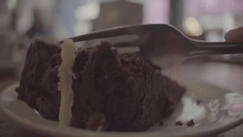 Eating Cake In Cafe Stock-Footage 81369839