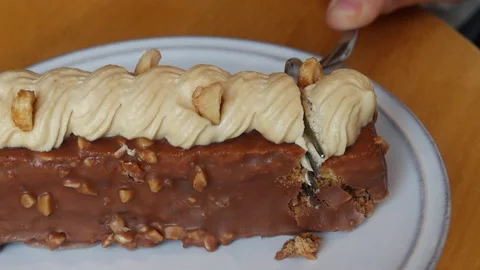 Eating cake. Taking bite with fork Stock Footage 206440655