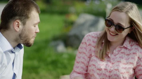 Eating cherries on a picnic Stock Footage 68152517