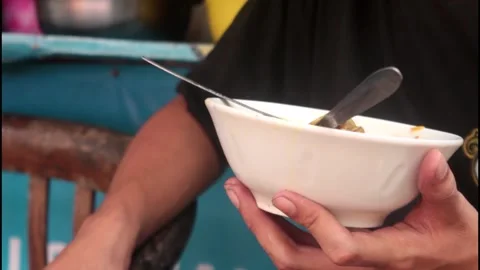 Eating chicken noodle Stock Footage 264633221