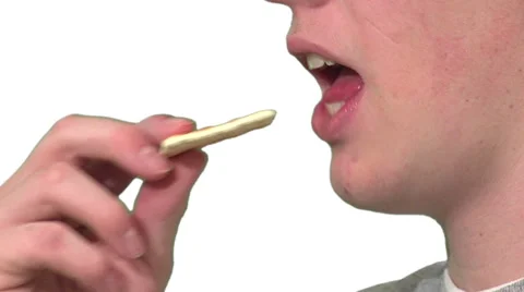 Eating a cracker, white background Stock Footage 49862520
