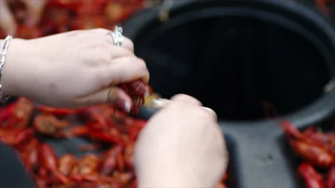 Eating crawfish Stock Footage 144577917