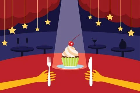 Eating The Cupcake Stock Illustration