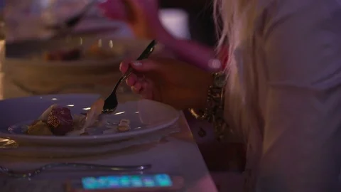Eating at a dinner party Stock Footage 73067217