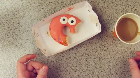 Eating a donut Point Of View POV Stock Footage 48438734