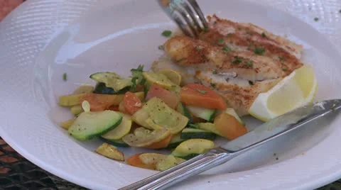 Eating fish a a Bistro (2 of 3) Stock Footage 8981625