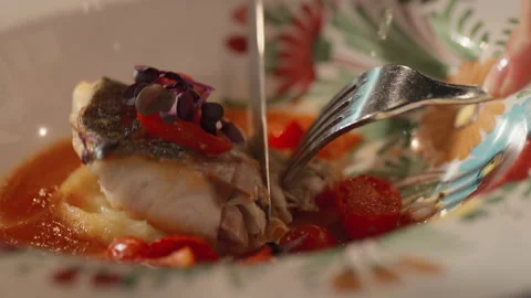 Eating Fish In A Luxury Restaurant Stock Footage 254482184