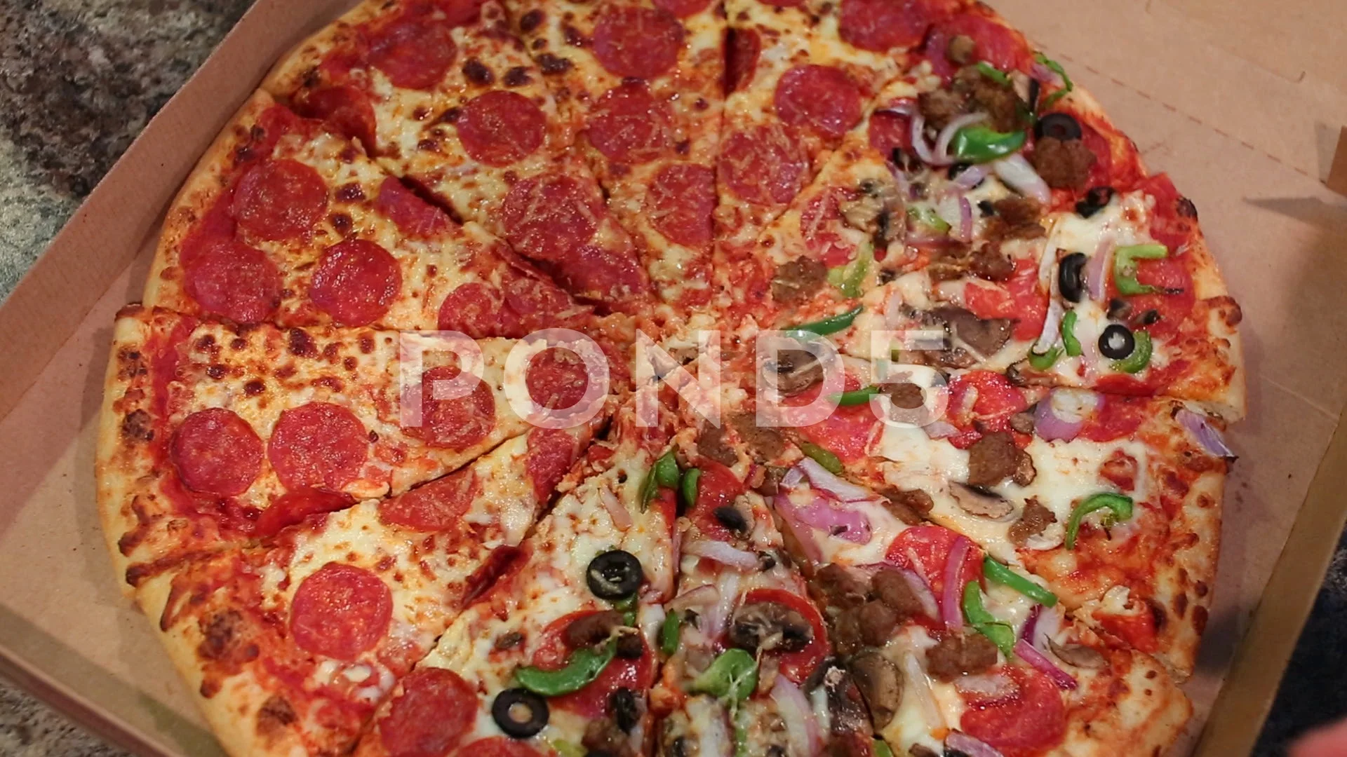 Eating Pizza. Group Of Friends Sharing Pizza Together. People Hands Taking  Slices Of Pepperoni Pizza. Fast Food, Friendship, Leisure, Lifestyle. Stock  Photo