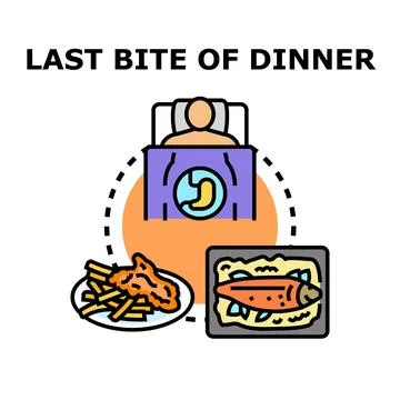 Eating food before sleep causing stomach discomfort Stock Illustration