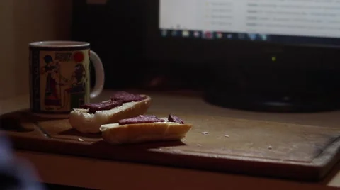 Eating Front Of The PC Stock Footage 65196727