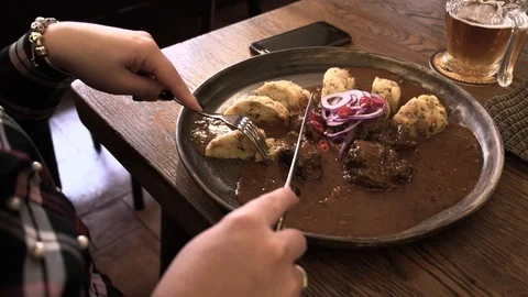 Eating goulash Stock Footage 98216211
