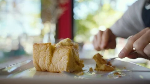 Eating honey toast Stock Footage 99965030