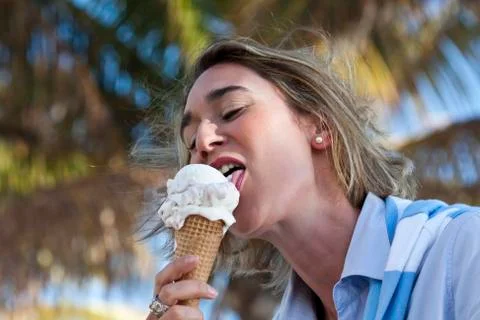 Eating ice cream Stock Photos