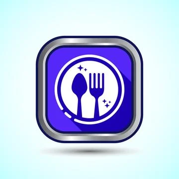 Eating Icon Button Design Illustration. Fork, Spoon, Restaurant icon Stock Illustration