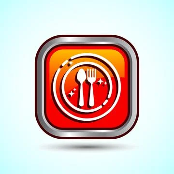 Eating Icon Button Design Illustration. Fork, Spoon, Restaurant icon Stock Illustration