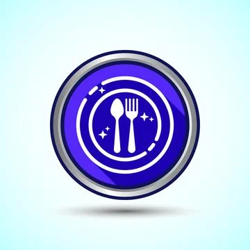 Eating Icon Button Design Illustration. Fork, Spoon, Restaurant icon Stock Illustration