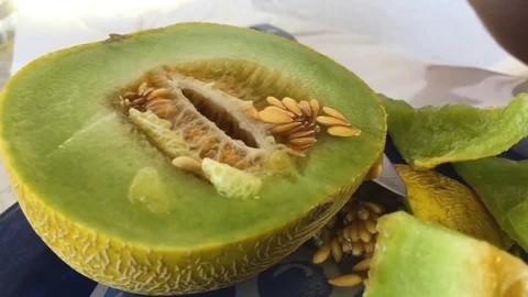 Eating a juicy melon Stock Footage 109067686