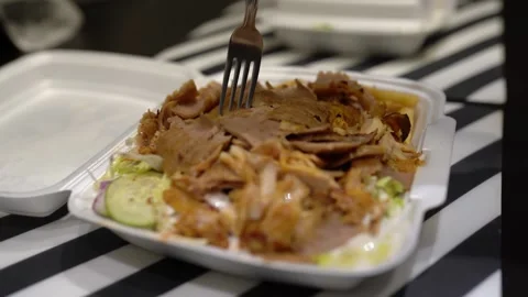 Eating Kebab with fork 스톡 동영상 232502922