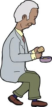 Eating man seated Stock Illustration