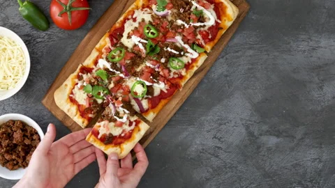 Eating a Mexican Flatbread Pizza Stock Footage 171714900